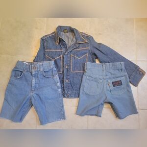 Vintage Levi's Orange Tab Boys Kids Denim Cutoff Denim Jeans & Mann Jacket